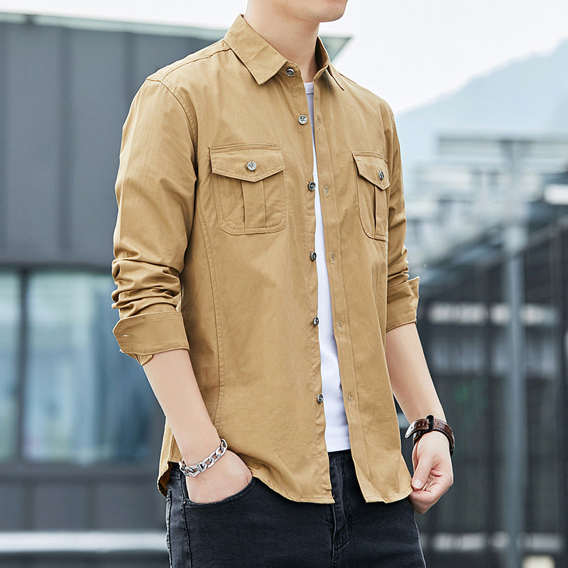 Herren Leichtes Military-inspiriertes Overshirt mit Epauletten und Brustpattentaschen Nord Taschen
