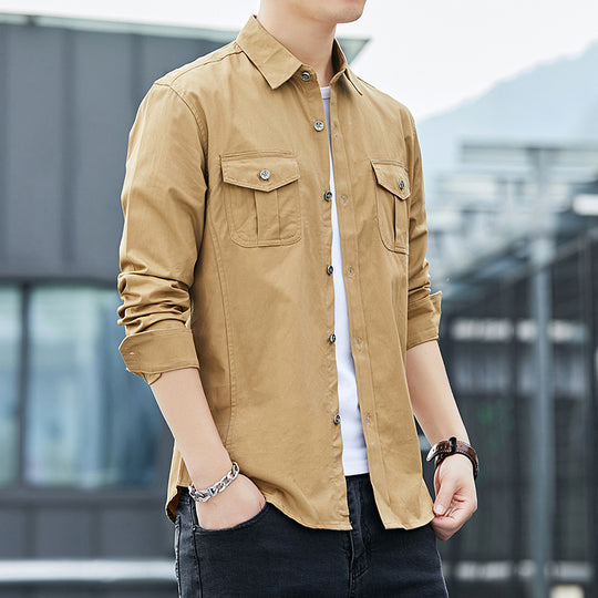 Herren Leichtes Military-inspiriertes Overshirt mit Epauletten und Brustpattentaschen Nord Taschen