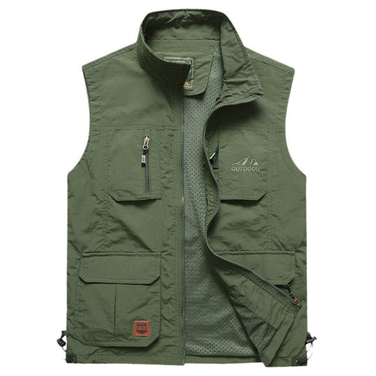 Herren Outdoor-Utility-Weste mit Mehrfach-Taschen, Reißverschluss und Mesh-Futter Nord Taschen