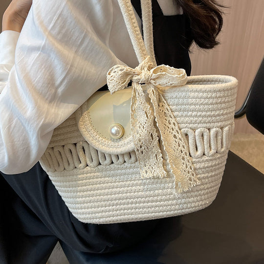 Damen Handtasche mit dekorativem Knoten- und Perlendesign Nord Taschen