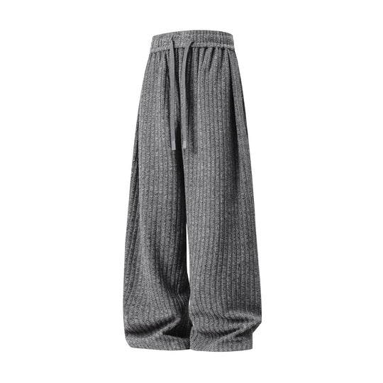 Damen Weite Rippstrick-Loungehose mit Kordelzug und hohem Bund Nord Taschen