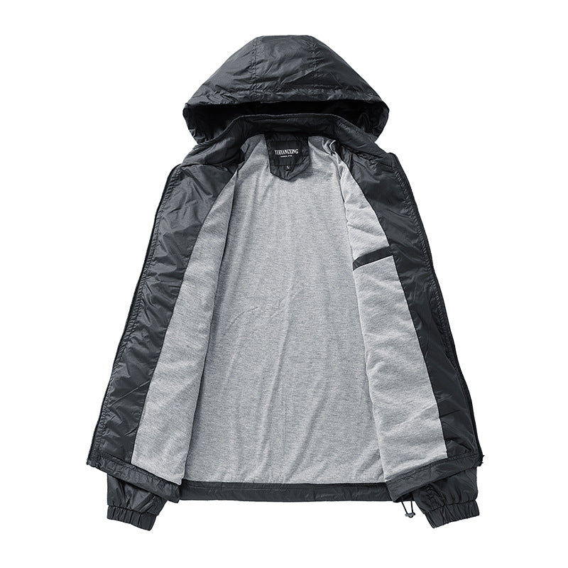 Herren Leichte wasserabweisende kompakt verstaubare Windjacke mit Kapuze Nord Taschen