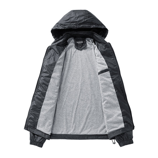 Herren Leichte wasserabweisende kompakt verstaubare Windjacke mit Kapuze Nord Taschen