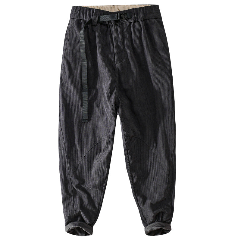 Herren Kord-Chino mit elastischem Bund, Gurtbandschließe und konischem Schnitt Nord Taschen