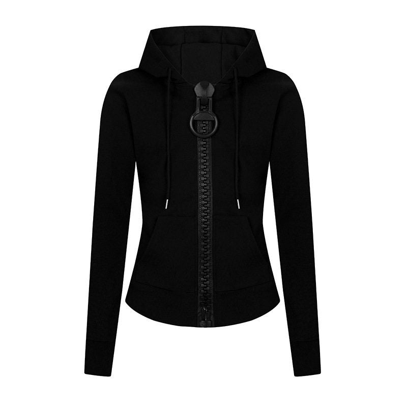 Damen Kapuzen-Sweatjacke mit markantem Zierreißverschluss und Kängurutasche Nord Taschen