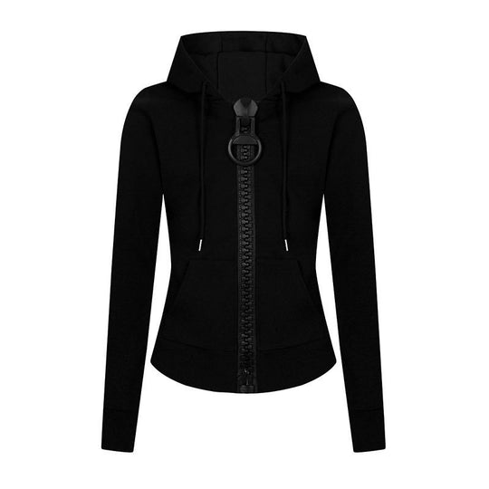 Damen Kapuzen-Sweatjacke mit markantem Zierreißverschluss und Kängurutasche Nord Taschen