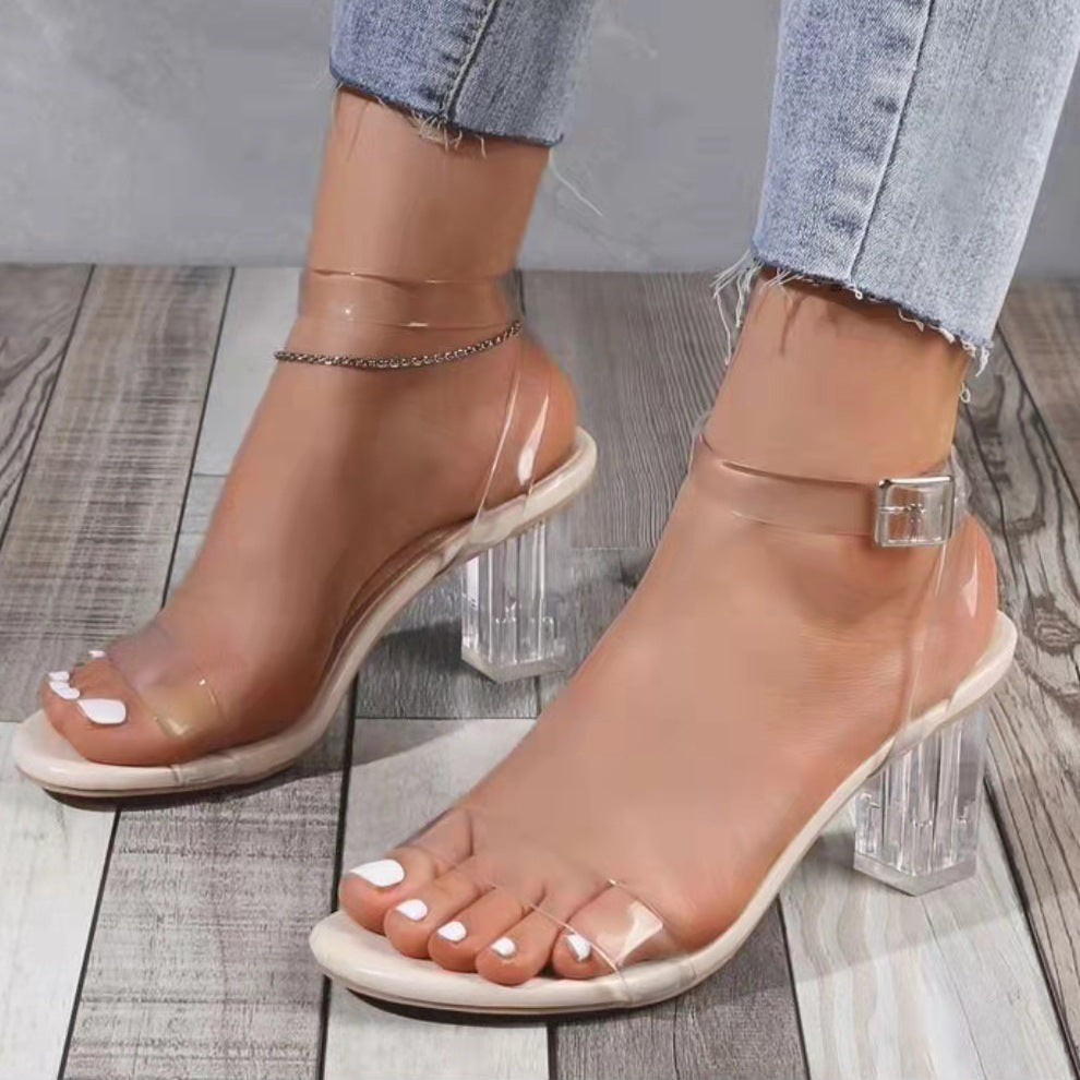 Damen transparente Sandalen mit klarem Absatz