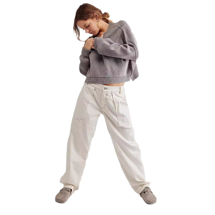 Damen weite High-Waist Baggy-Jeans mit tiefem Schritt, Five-Pocket Design und extra-langen Beinen Nord Taschen