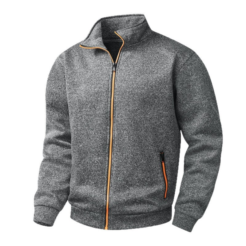 Herren Fleece-Strickjacke mit durchgehendem Reißverschluss, Stehkragen & Neon-Kontrastdetails Nord Taschen
