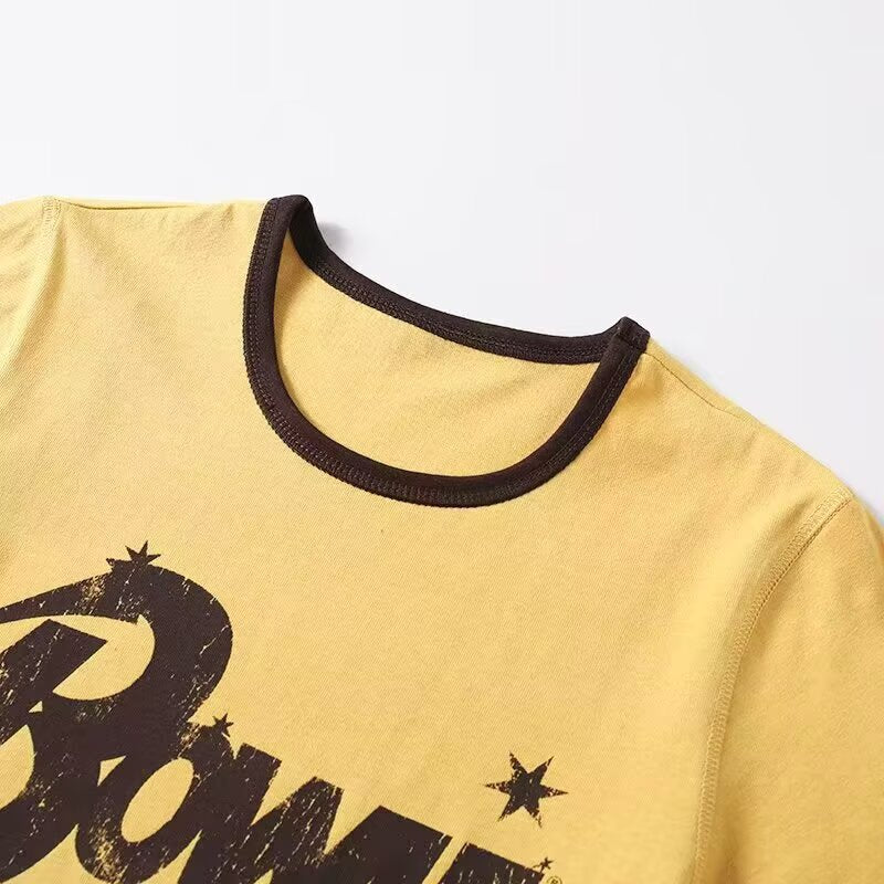 Damen Vintage T-Shirt mit Rundhalsausschnitt und auffälligem Grafikdruck