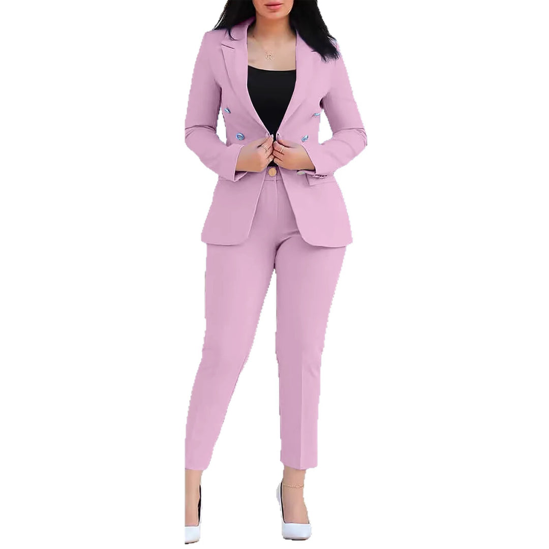 Damen Taillierter Zweiteiler-Blazer mit Slim-Fit Hose im Business-Stil Nord Taschen