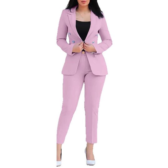Damen Taillierter Zweiteiler-Blazer mit Slim-Fit Hose im Business-Stil Nord Taschen