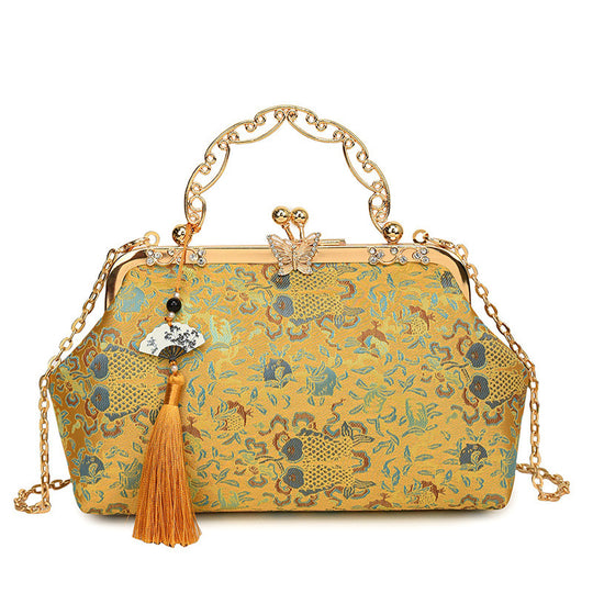 Damen Vintage-Inspirierte Clutch mit Kettenriemen Nord Taschen