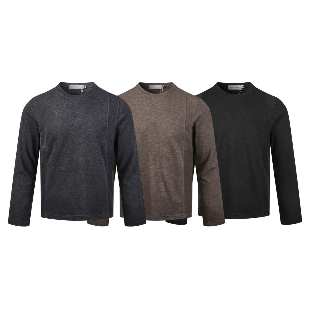 Herren Langärmeliges Feinstrick-Sweatshirt mit Rundhals und dezenter Nahtführung Nord Taschen