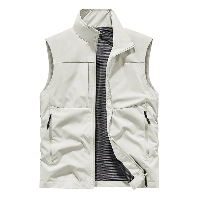 Herren Leichte technische Outdoor‑Weste mit Stehkragen, Netzfutter und Reißverschlusstaschen Nord Taschen