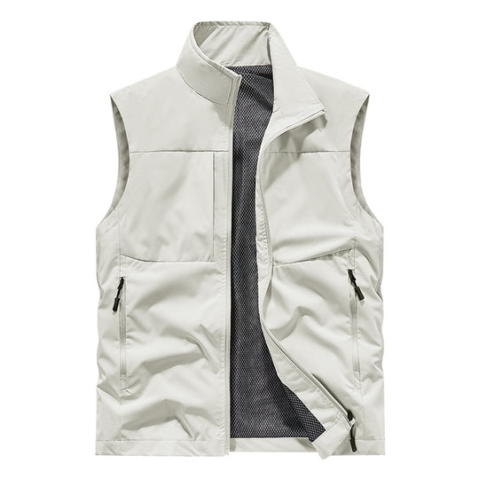 Herren Leichte technische Outdoor‑Weste mit Stehkragen, Netzfutter und Reißverschlusstaschen Nord Taschen