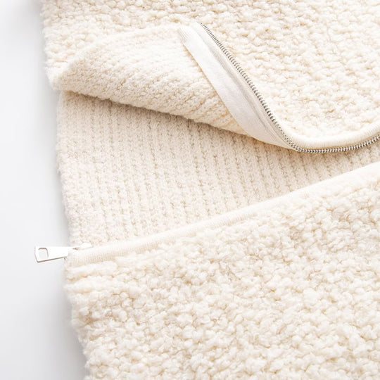 Damen Teddy-Fleece Kurzjacke mit weitem Umlegekragen und durchgehendem Reißverschluss Nord Taschen