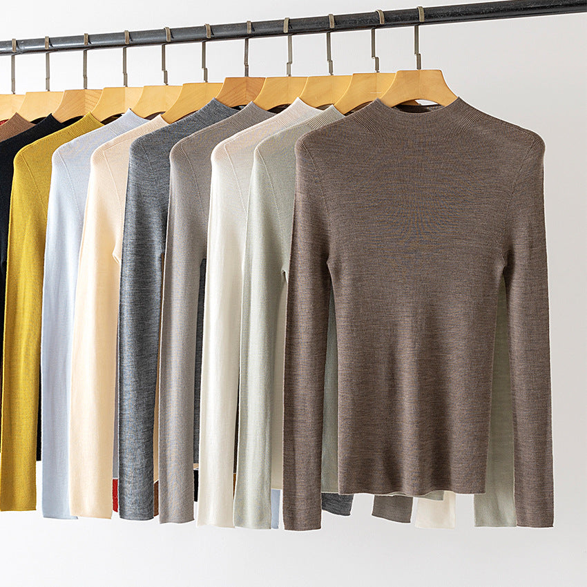 Damen Feinstrick-Longsleeve mit kurzem Stehkragen und schlanker Silhouette Nord Taschen