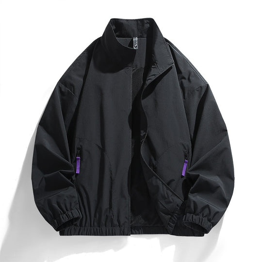 Herren Leichte Windbreaker-Jacke mit Mesh-Innenfutter, Stehkragen und kontrastierten Zipperlaschen Nord Taschen