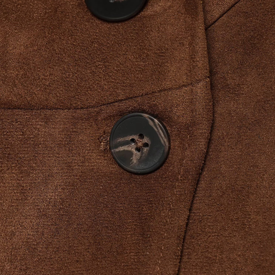 Damen Boxy-Shortjacke aus Velourslederoptik mit hohem Stehkragen Nord Taschen