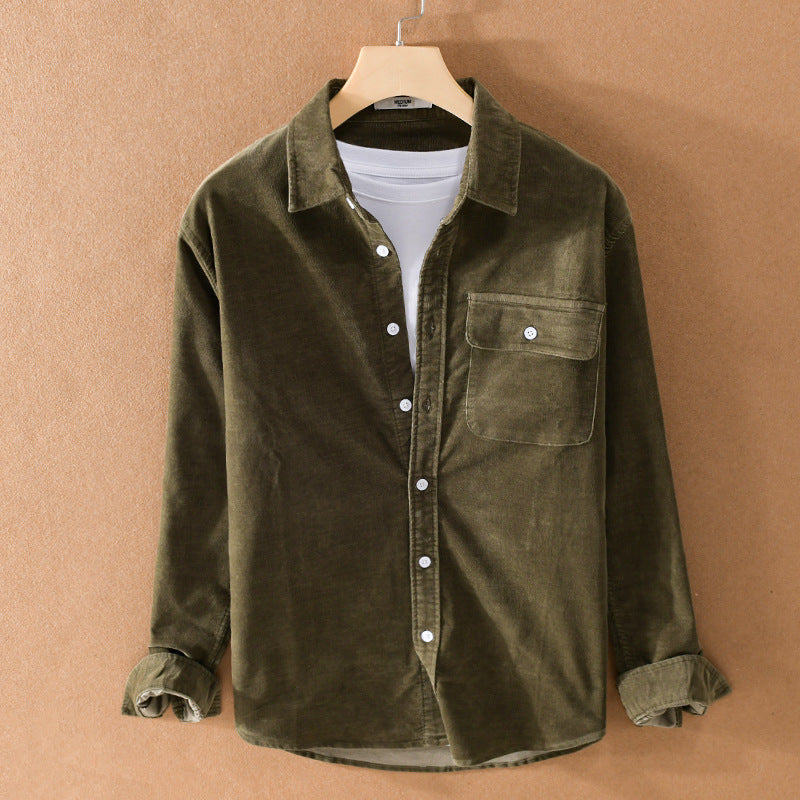 Herren Cord-Overshirt mit Brusttasche, Relaxed-Fit und durchgehender Knopfleiste Nord Taschen