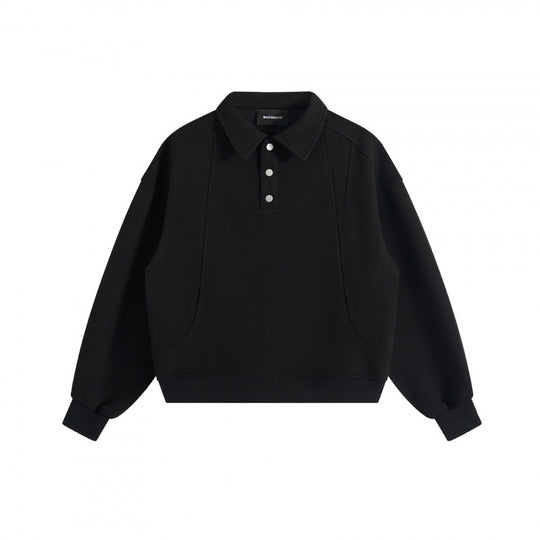 Unisex Boxy-Polo-Sweatshirt mit Henley-Knopfleiste, Raglanärmeln und Eingrifftaschen Nord Taschen