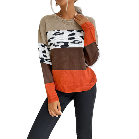 Damen Lässiger Strickpullover mit Animal-Print Nord Taschen