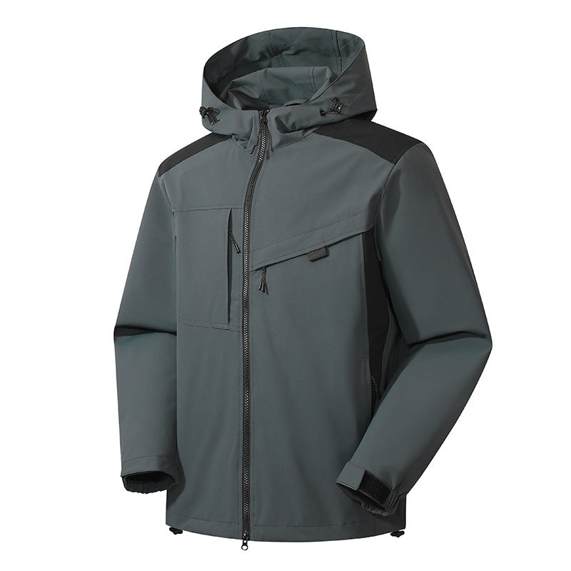 Herren Softshell Outdoorjacke mit wasserdichter Membran und verstellbarer Kapuze Nord Taschen