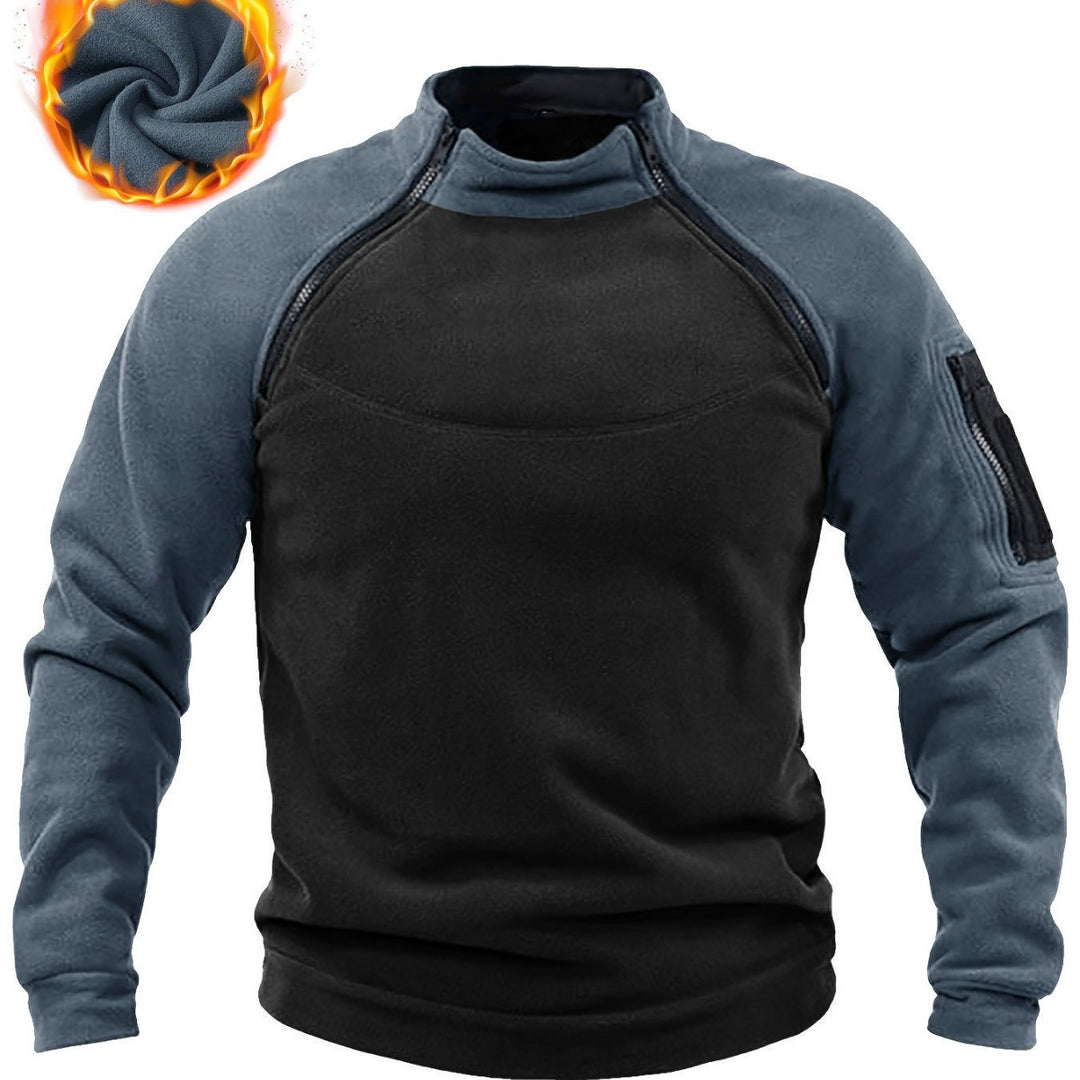 Herren Thermo-Combat-Fleece-Pullover mit verstärkter Brustplatte und Ärmel-Reißverschluss Nord Taschen