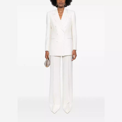Damen Doppelreihiges Longblazer‑Hosenanzug mit Marlene‑Weitbeinhose und schlanker Silhouette Nord Taschen