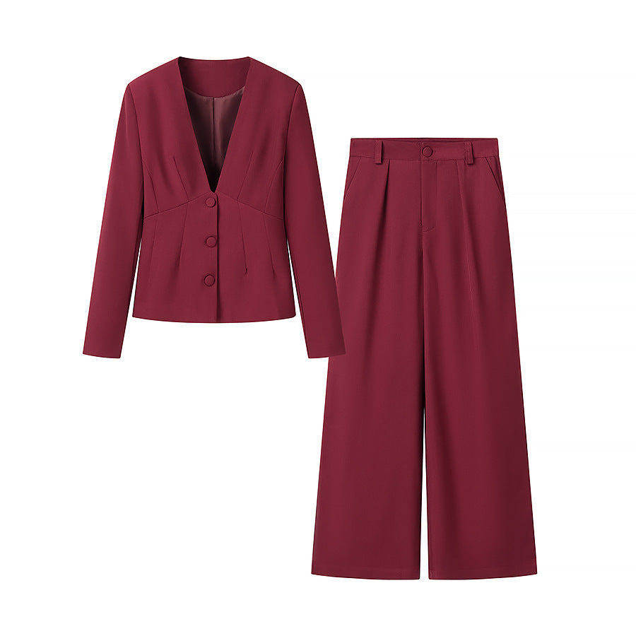 Damen Taillierter Blazer mit tiefem V-Ausschnitt und verdeckter Knopfleiste Nord Taschen