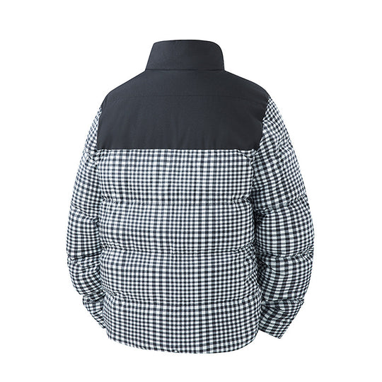 Herren Gepolsterte Kurzjacke im Karomuster mit kontrastierter Schulterpasse und Thermofutter Nord Taschen