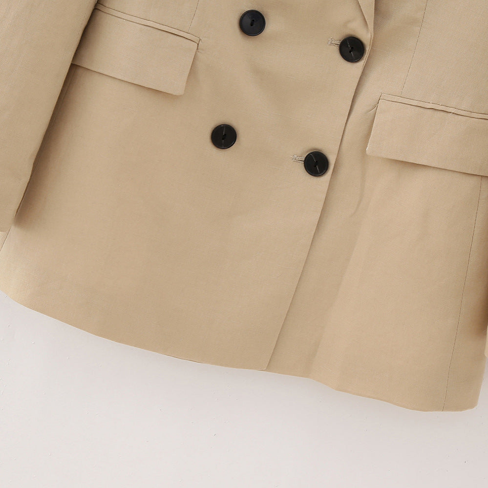 Damen Doppelreihiger Longblazer im minimalistischen Tailoring-Stil mit Peak-Revers Nord Taschen