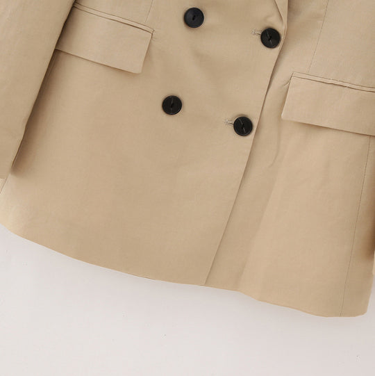 Damen Doppelreihiger Longblazer im minimalistischen Tailoring-Stil mit Peak-Revers Nord Taschen