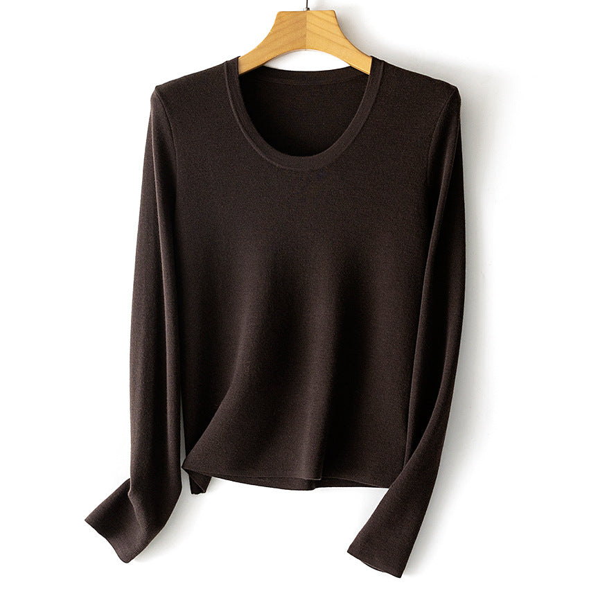 Damen Feinstrick-Langarmshirt mit Rundhalsausschnitt und leichter A-Linie Nord Taschen
