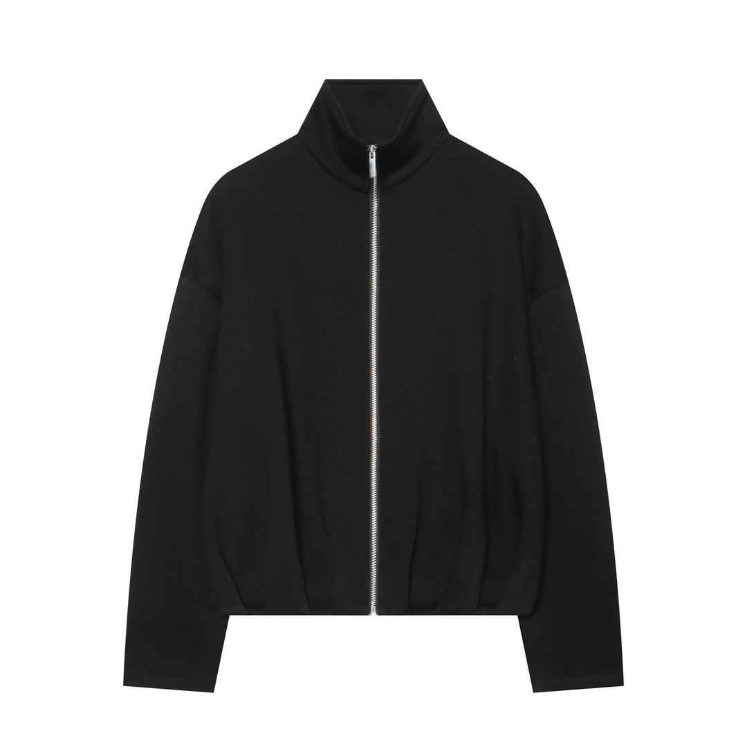 Damen Cropped‑Sweatjacke mit hohem Stehkragen, durchgehendem Reißverschluss und taillierter Tunnelzugsaum Nord Taschen