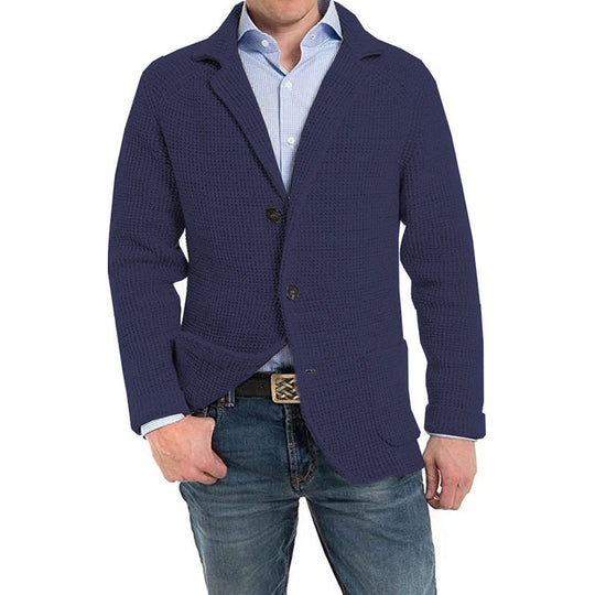 Herren Strukturstrick Sakko-Blazer mit aufgesetzten Taschen Nord Taschen