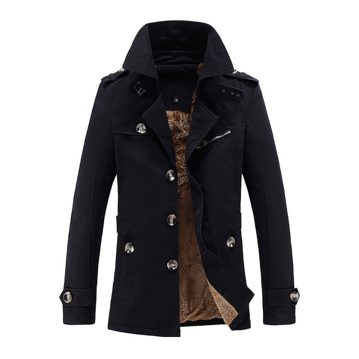 Herren  legerer Baumwoll-Blazer mit Knopfleiste, aufgesetzten Taschen und gestreiftem Innenfutter Nord Taschen
