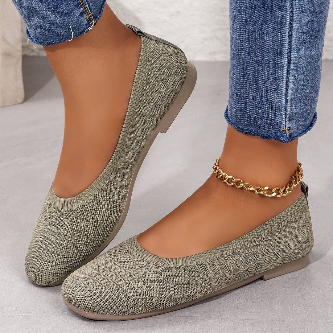 Damen Bequeme Ballerinas aus elastischem Strickmaterial mit flexibler Sohle