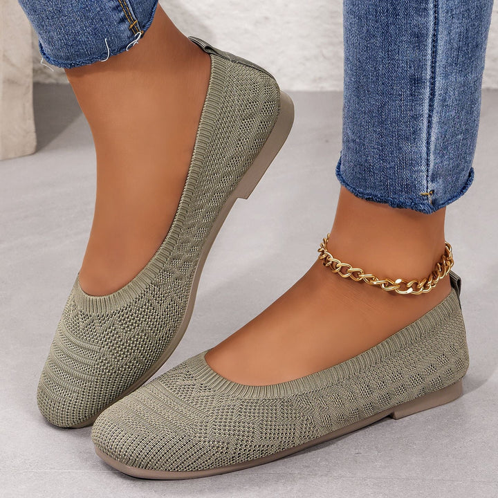 Damen Bequeme Ballerinas aus elastischem Strickmaterial mit flexibler Sohle