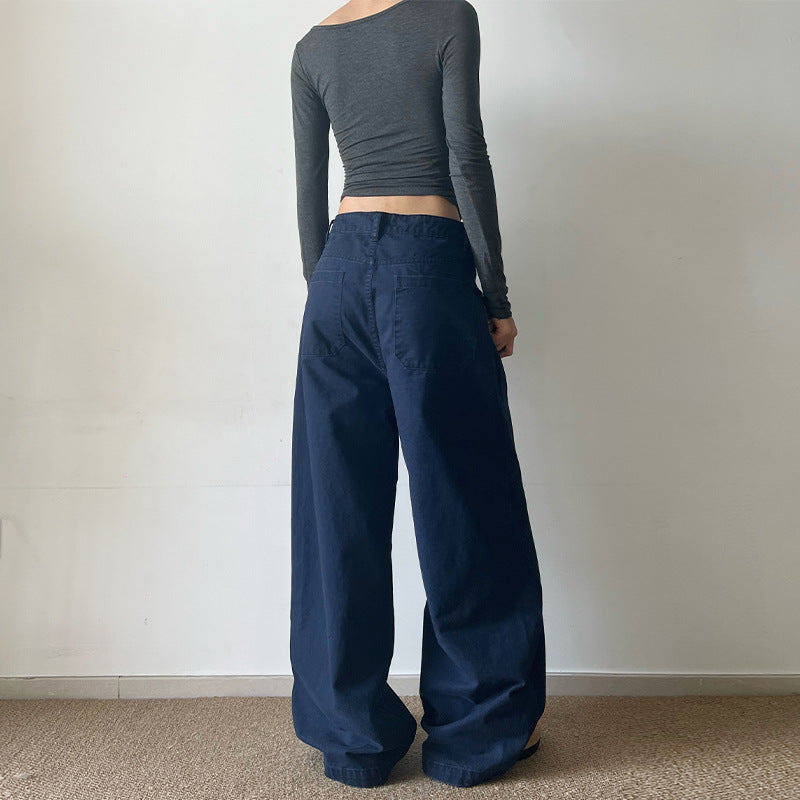 Damen Extraweite High‑Waist Baumwoll-Twill-Hose mit Nietenbesatz und Palazzoschnitt Nord Taschen