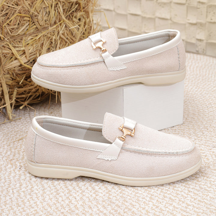 Damen nan elegante Veloursleder-Slipper mit dekorativer Metall-Hardware und flexibler Leichtlaufsohle Nord Taschen