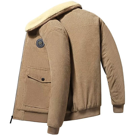 Herren Cord-Workerjacke mit Teddyfutter, Reißverschluss und Pattentasche Nord Taschen