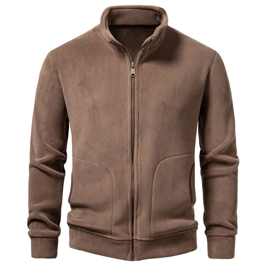 Herren Slim-Fit Fleecejacke mit Stehkragen, durchgehendem Reißverschluss und Eingrifftaschen Nord Taschen