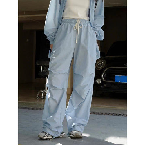 Damen Weite Nylon-Loungehose mit Tunnelzug und elastischem Bund Nord Taschen