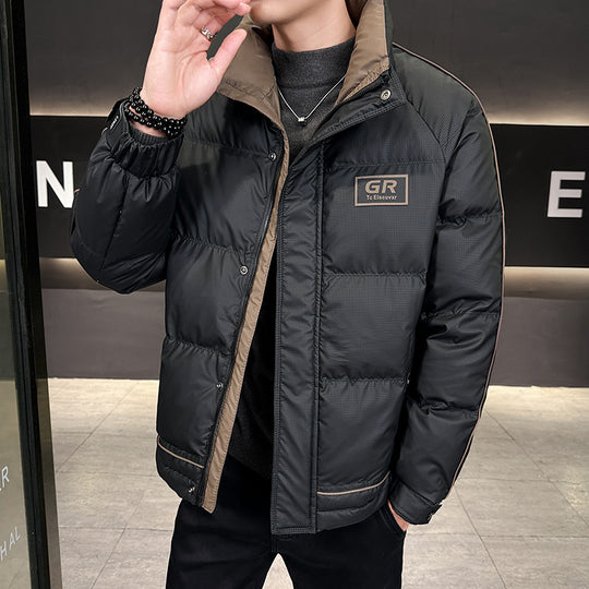 Herren Wattierte Steppjacke mit hohem Kragen, Druckknopfblende & kontrastierendem Seitenstreifen Nord Taschen