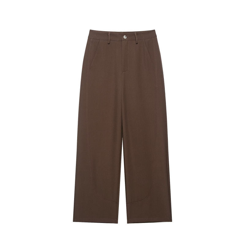 Damen Zweiteiler mit asymmetrischem Stehkragen-Oberteil und weiter Bundfaltenhose Nord Taschen
