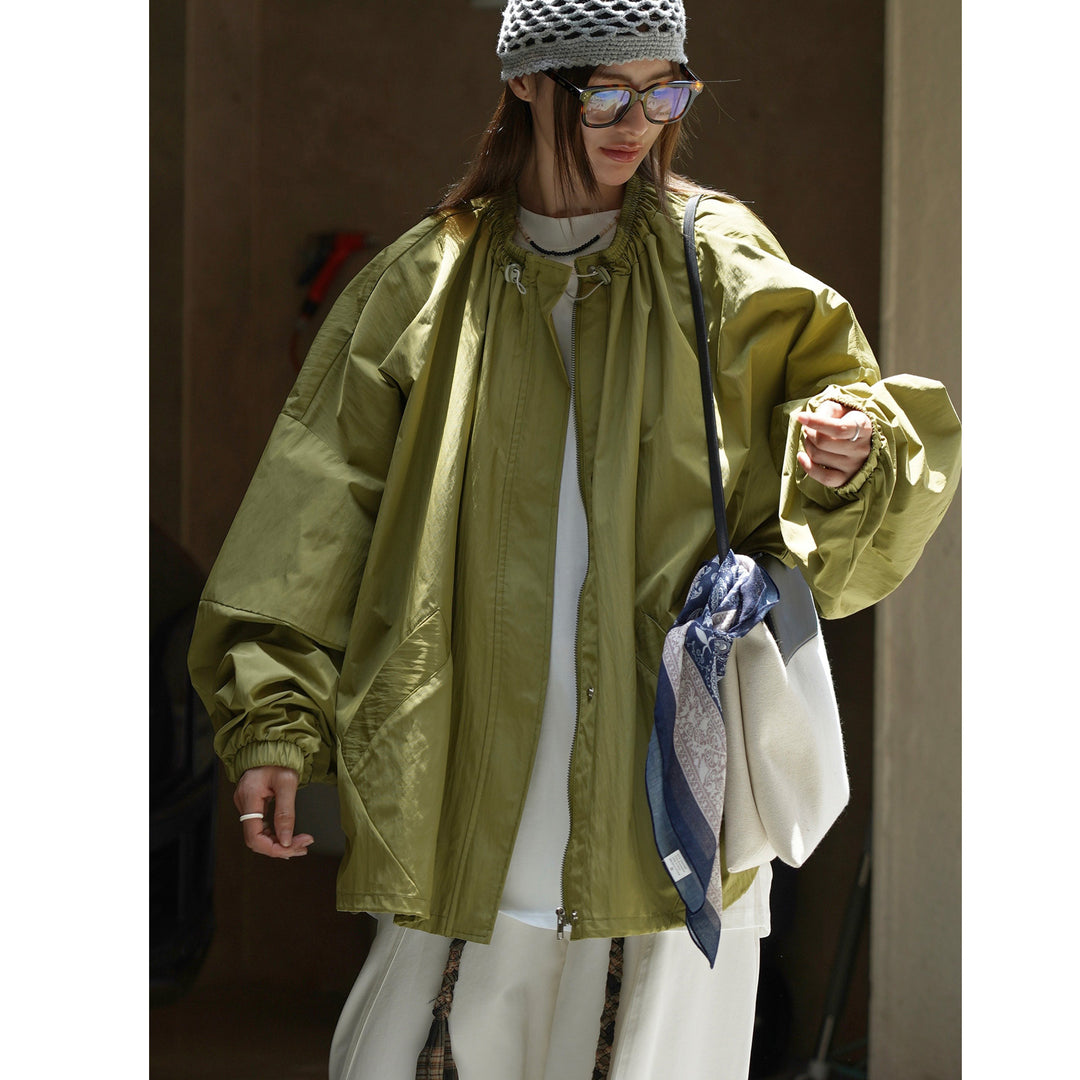 Damen Oversize Übergangsparka mit Kordelkragen und elastischen Bündchen Nord Taschen
