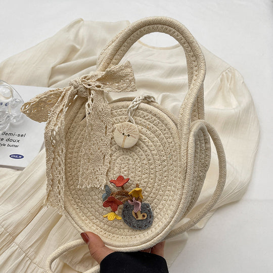 Damen Welleneffekt Slingtasche mit dekorativen Blumenapplikationen Nord Taschen