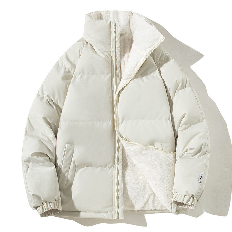 Damen Oversize-Pufferjacke mit Teddyfutter, Stehkragen und Eingrifftaschen Nord Taschen